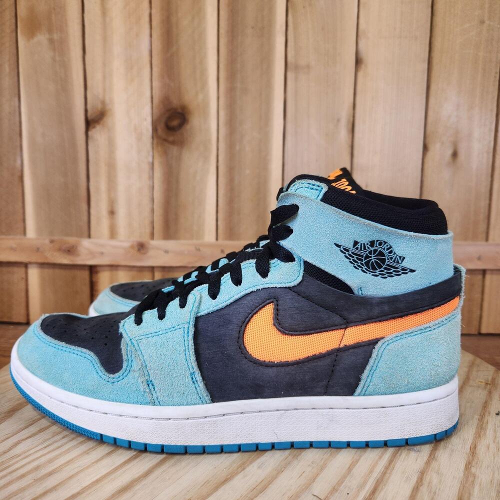 Nike Air Jordan 1 Zoom CMFT 2 Bleached Aqua Shoes Mens 8 Blue Orange Sneakers